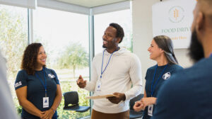 People discussing leadership training for nonprofit organizations and capacity-building for nonprofits through leadership development in nonprofit organizations